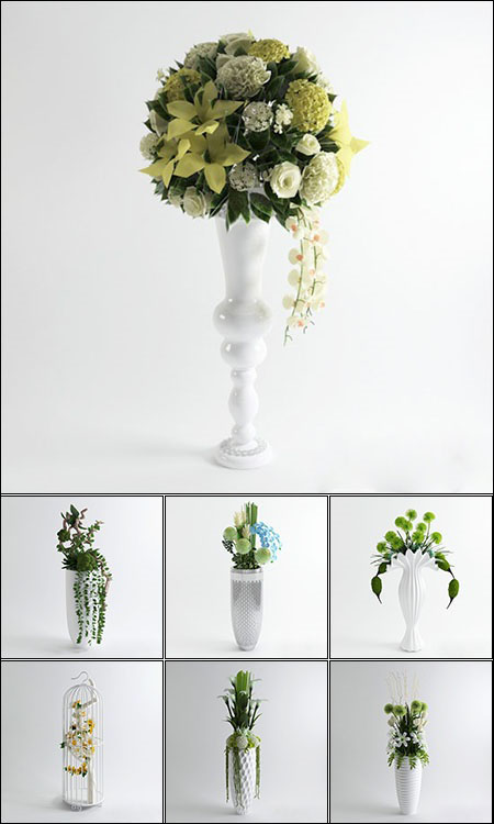 [3DMax] 3D Models Floor Vases Flower Collection