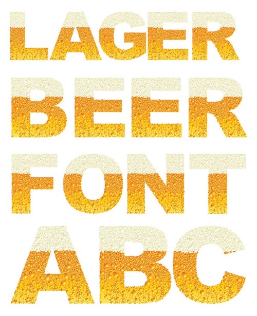 Шрифт: Светлое пиво (алфавит) на прозрачном фоне