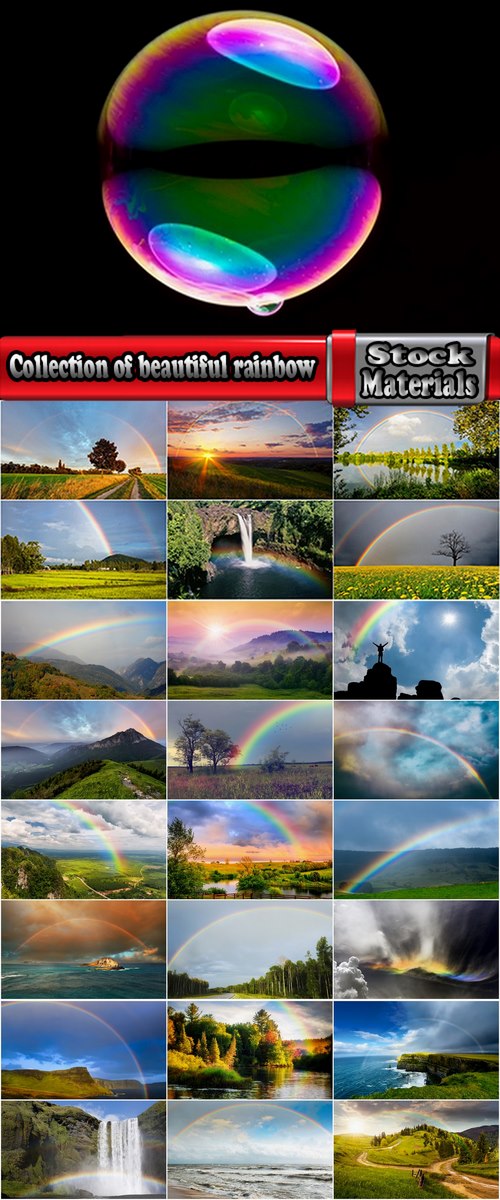 Collection of beautiful rainbow on a different landscape forest glade grass river lake 25 HQ Jpeg