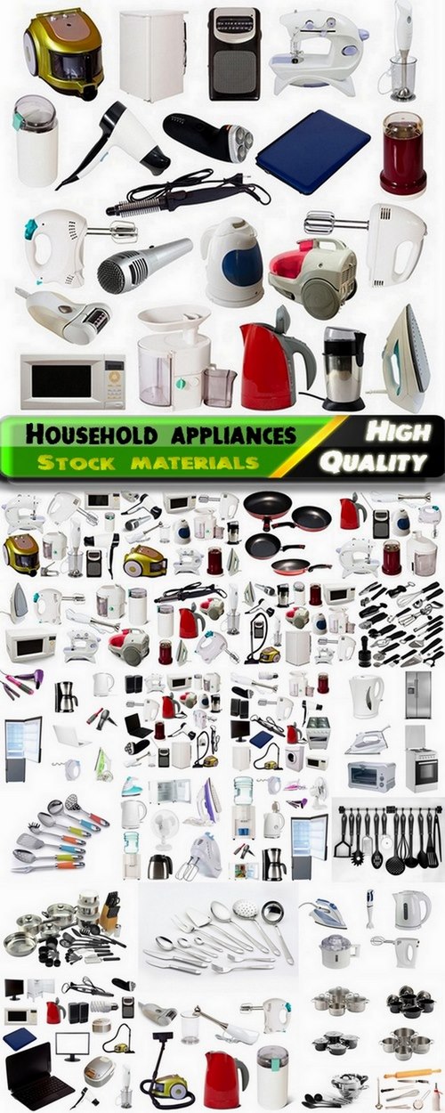 Set of household with appliances and utensils - 25 HQ Jpg