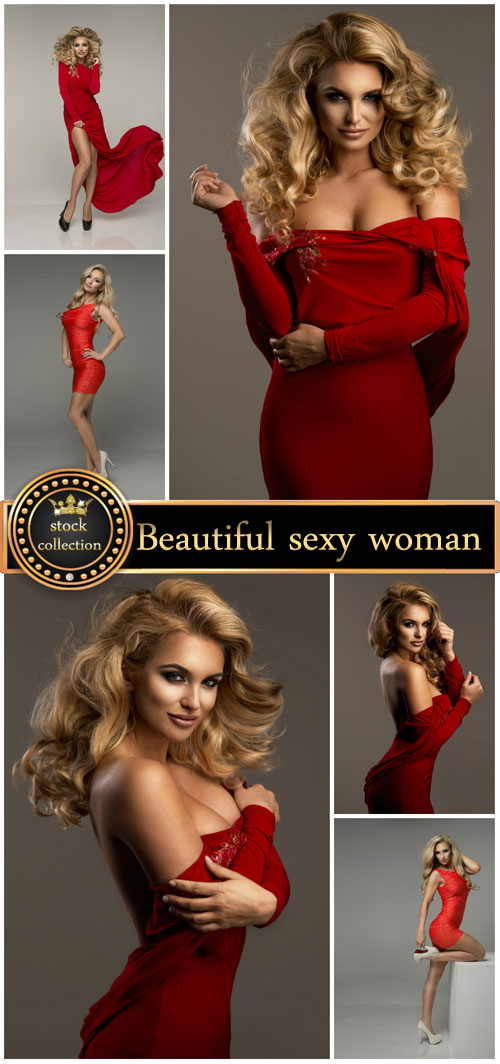 Sexy woman in red dress - Stock Photo