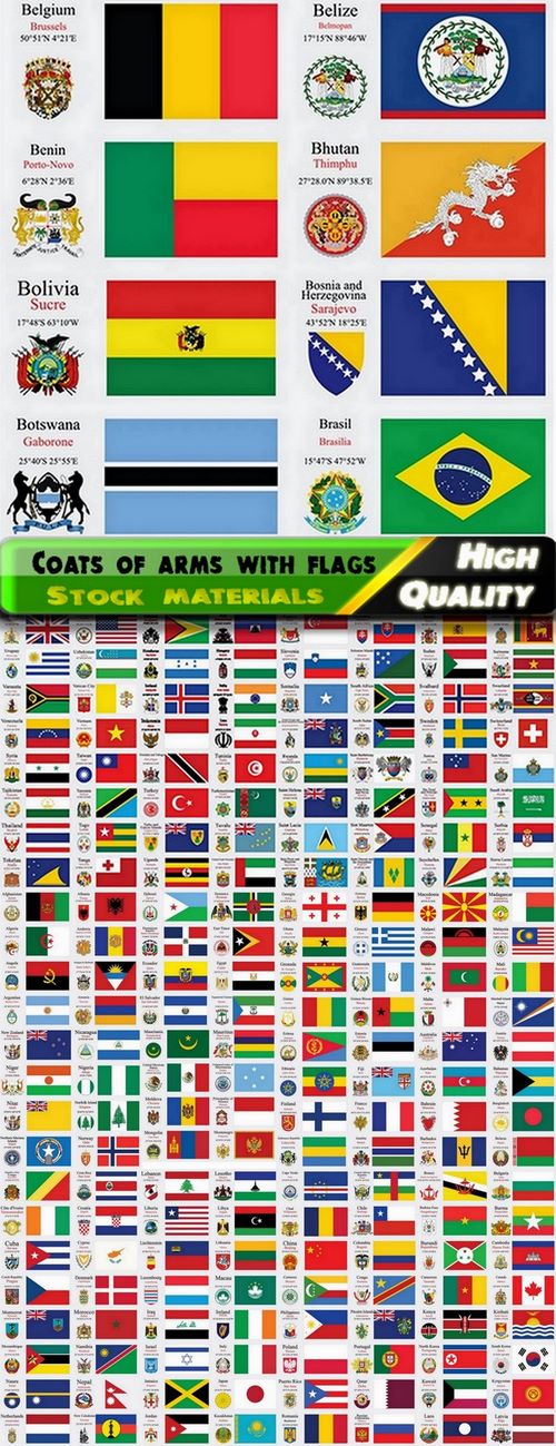 Coats of arms with flags of world countries - 25 Eps