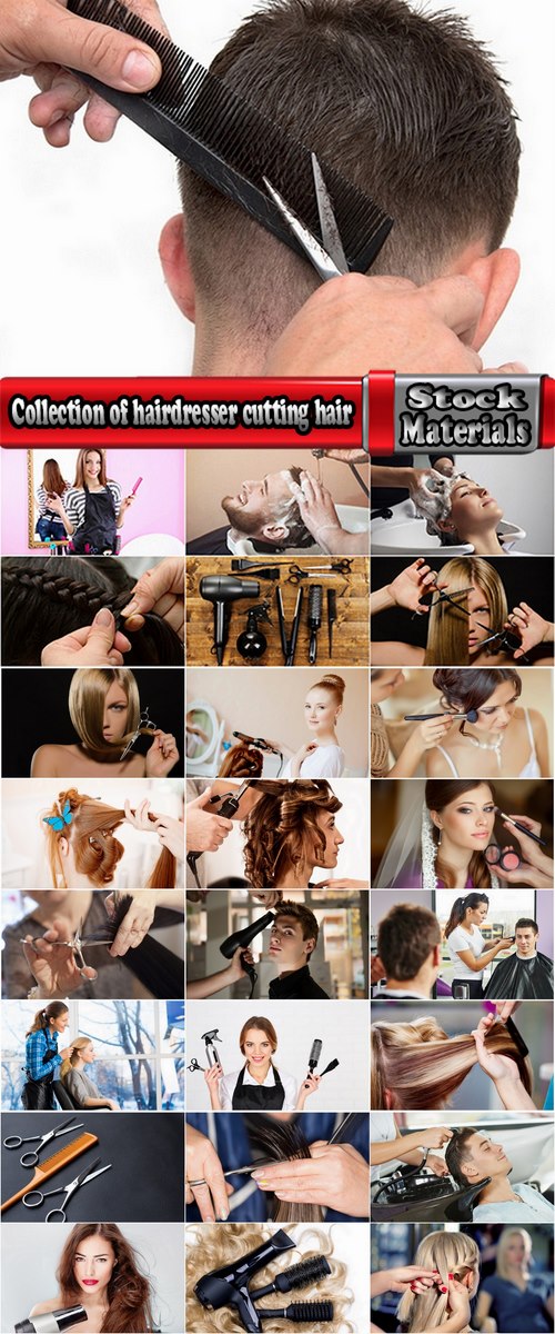 Collection of hairdresser cutting hair haircut hairdresser scissors hair hairbrush 25 HQ Jpeg