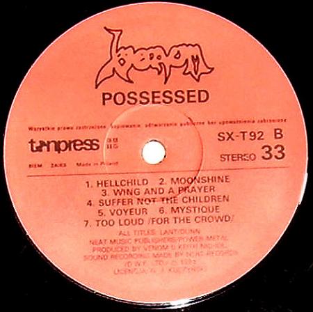 Venom - Possessed (1985), vinyl-rip 
